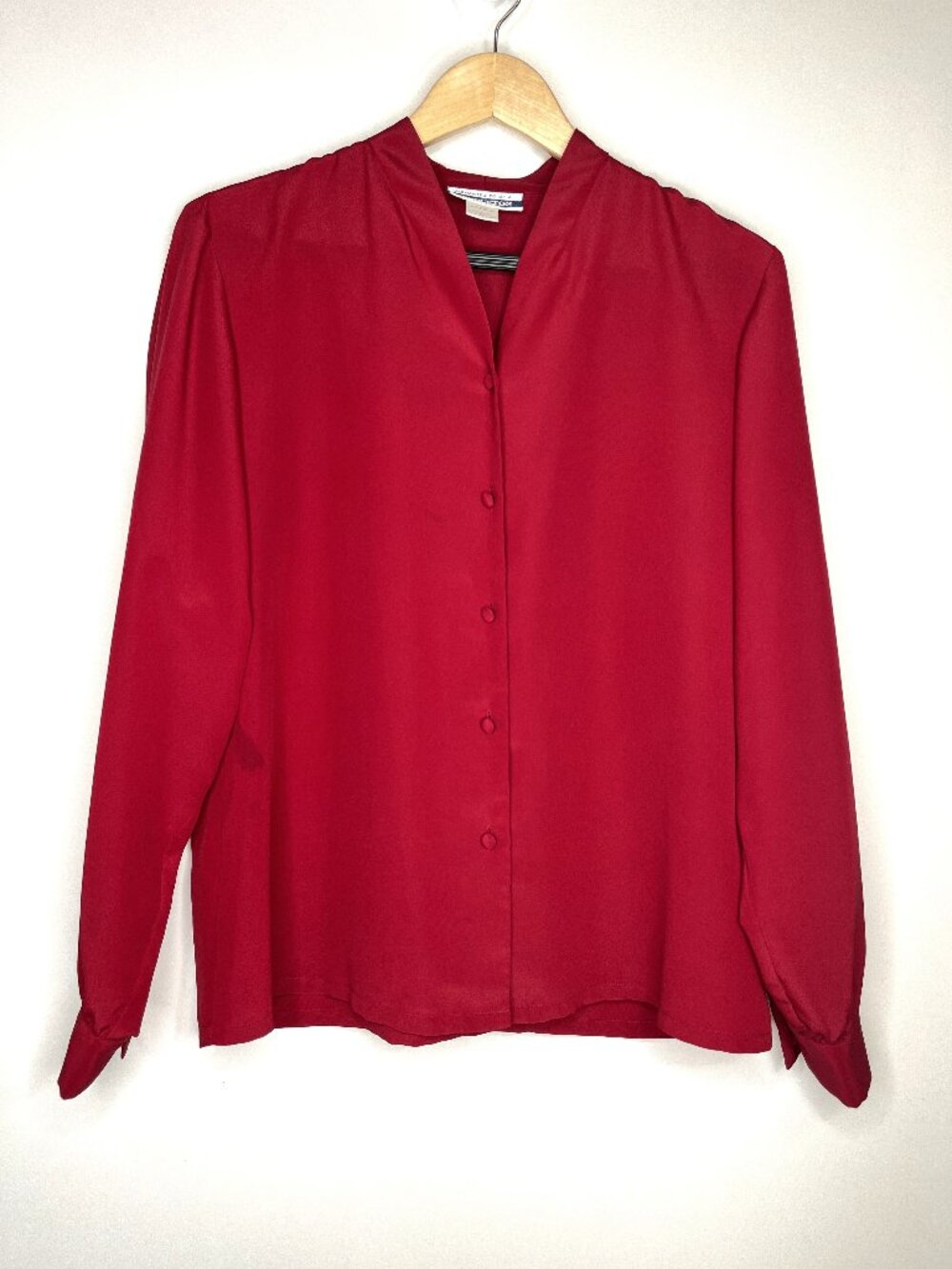 Pendleton Womens Blouse, Cranberry, Button Front, Long Sleeve, Career, 12 Petite